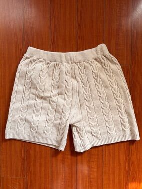 Nasty Gal Cream Ribbed Cable Knit Lounge Shorts